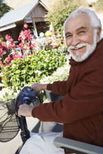Elderly gentleman enjoying life on his new scooter